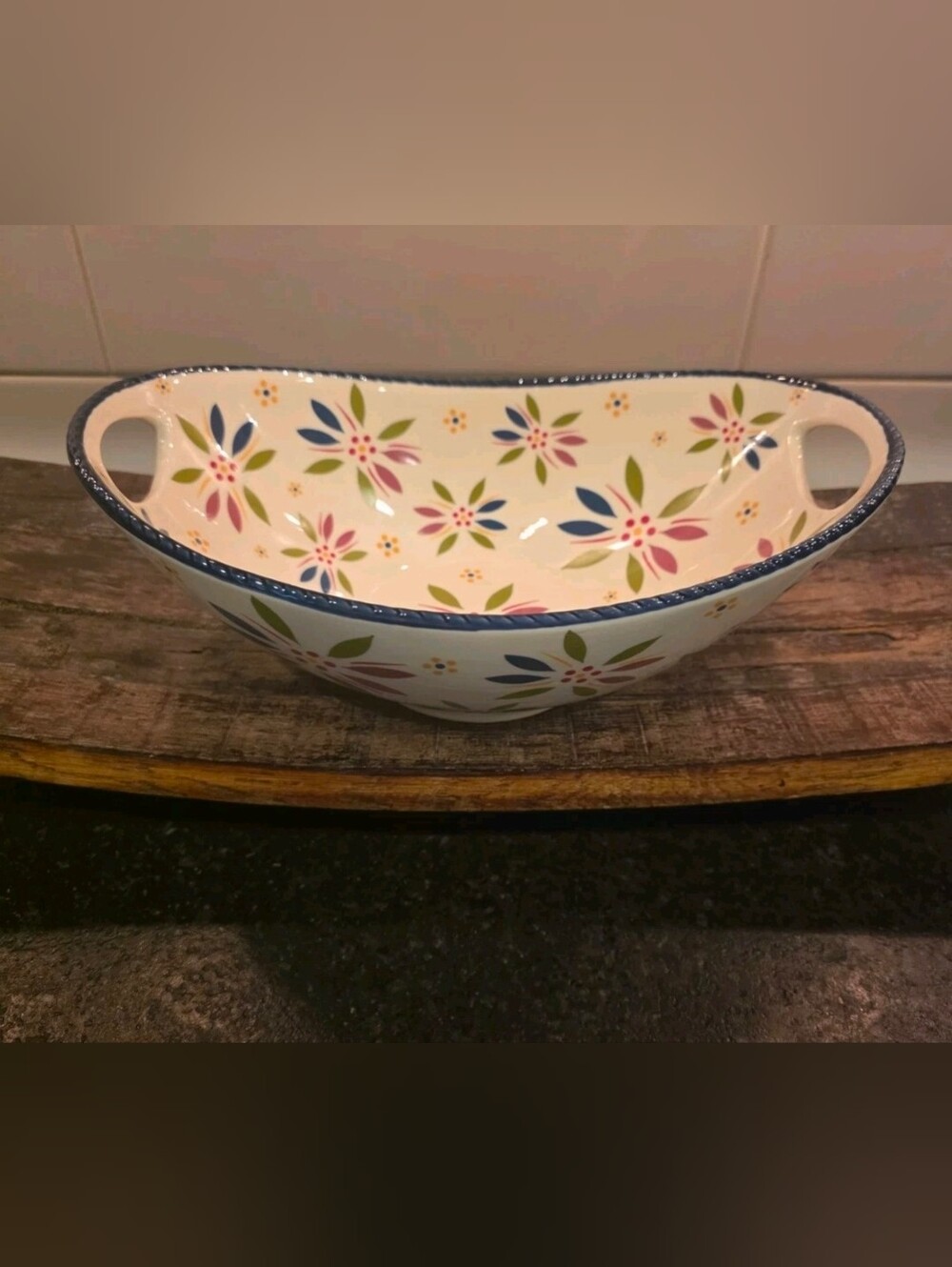 Temp-tations Old World Confetti Oval 2 Quart Serving Bowl With Handles